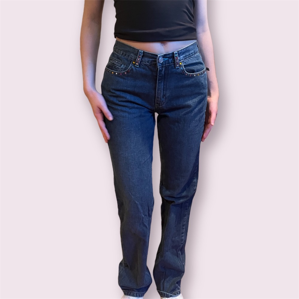 vintage candies rainbow rhinestone jeans
